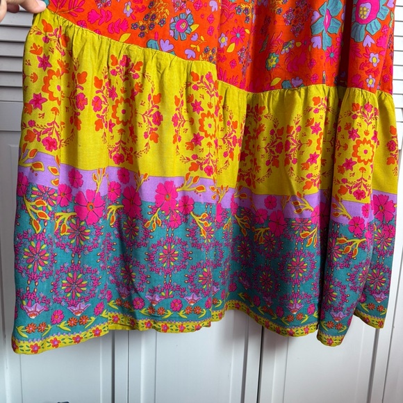 Natural Life Patricia Maxi Dress in Red Mustard Border Boho Festival Size XL - Picture 11 of 16